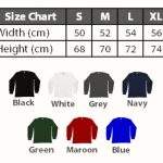 Size Chart Long Sleveed