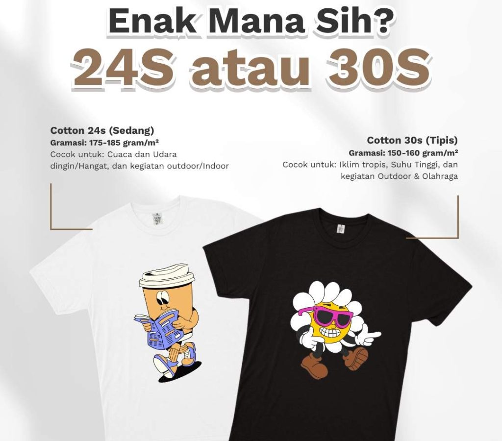 Perbandingan Kaos 24s dan 30s